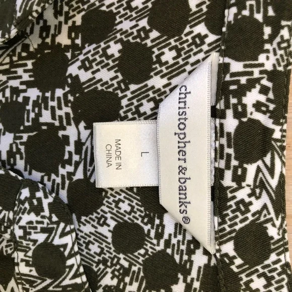 Brown & cream patterned hi-low SS tunic, L, Christopher & Banks - Picture 3 of 12